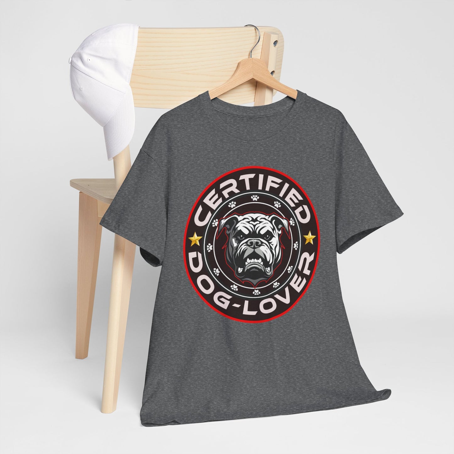 Certified Dog Lover Unisex Tee - Bulldog Print Design, GraphicTees, t-shirt, tshirt, png