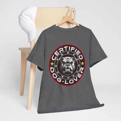 Certified Dog Lover Unisex Tee - Bulldog Print Design, GraphicTees, t-shirt, tshirt, png
