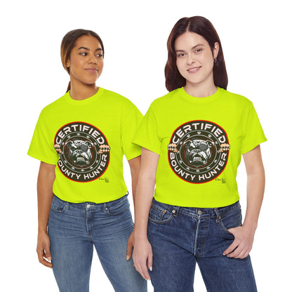 Certified Bounty Hunter, Unisex Heavy Cotton Tee, comedy, bulldog, print design, png, GraphicTees