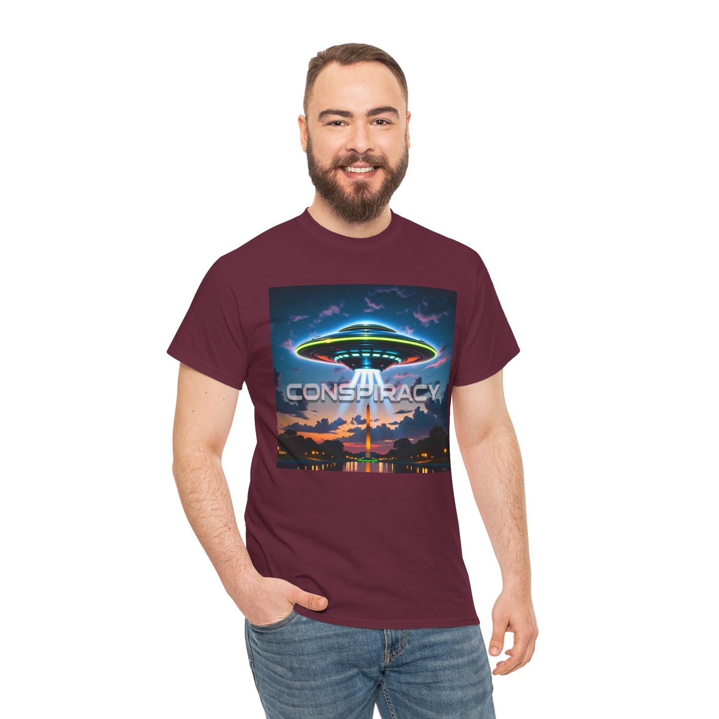 Retro Neon Alien UFO T-Shirt — "Conspiracy at DC" Graphic Tee