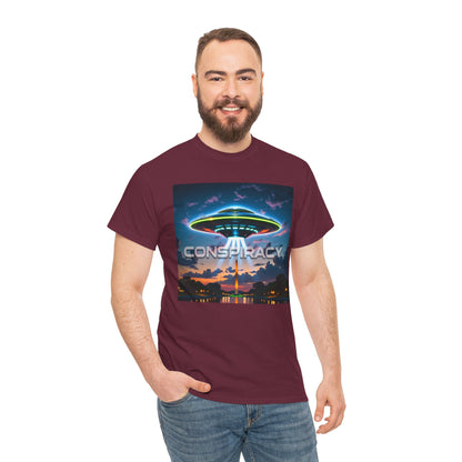 Retro Neon Alien UFO T-Shirt — "Conspiracy at DC" Graphic Tee