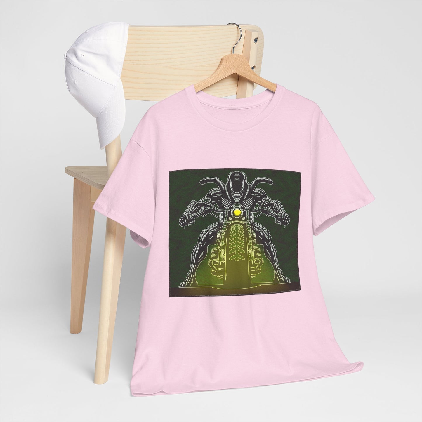 Alien Biker Neon Sci‑Fi Motorcycle T-Shirt