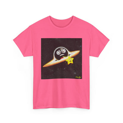 BlackHole Chasing Star, Space-Themed Unisex Heavy Cotton Tee with Cartoon Penguin Design, graphic design, png