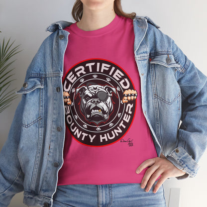 Certified Bounty Hunter, Unisex Heavy Cotton Tee, comedy, bulldog, print design, png, GraphicTees