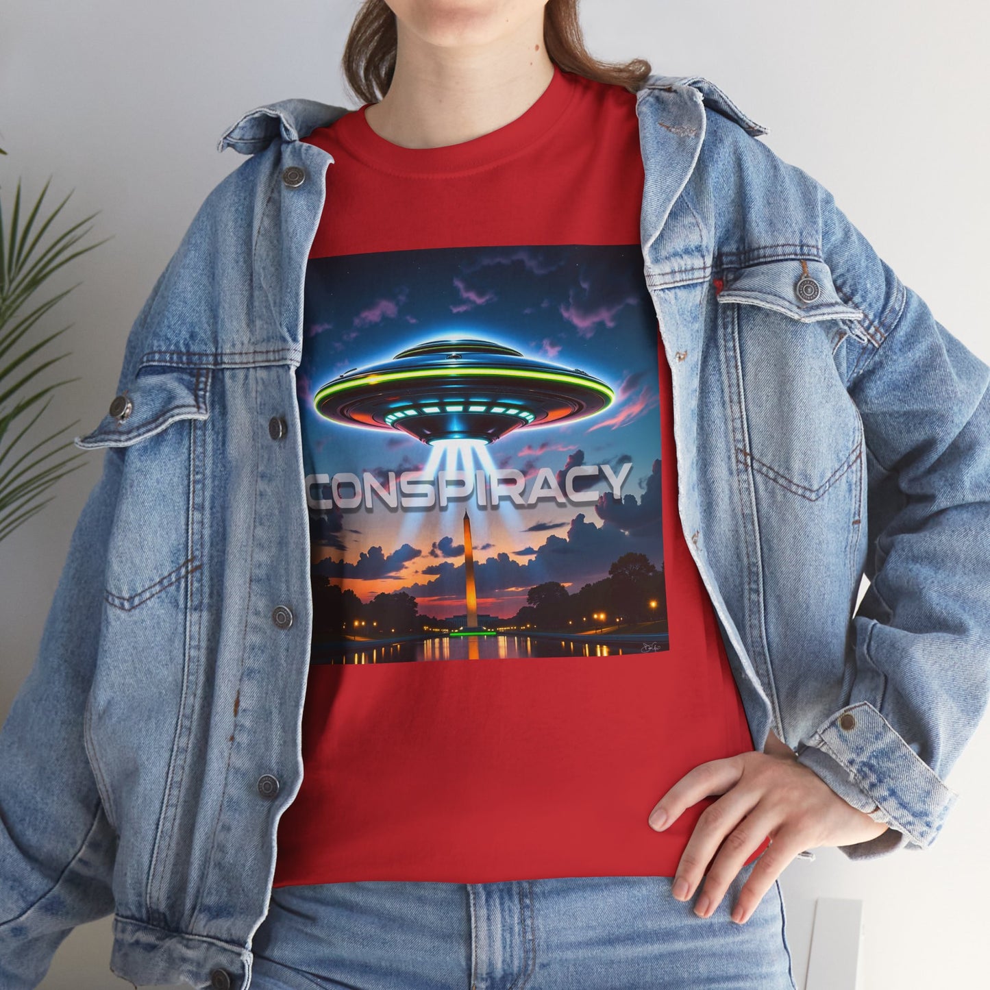 Retro Neon Alien UFO T-Shirt — "Conspiracy at DC" Graphic Tee