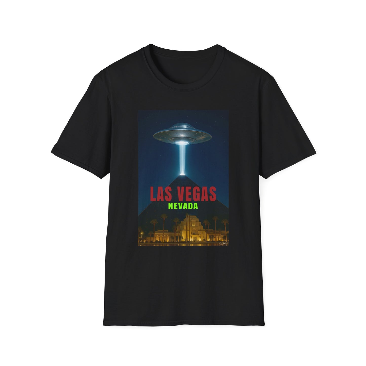 Luxor UFO, Las Vegas UFO Unisex Softstyle T-Shirt - Retro Nevada Design, graphic design, t-shirts, tshirts, tees, GraphicTees, png