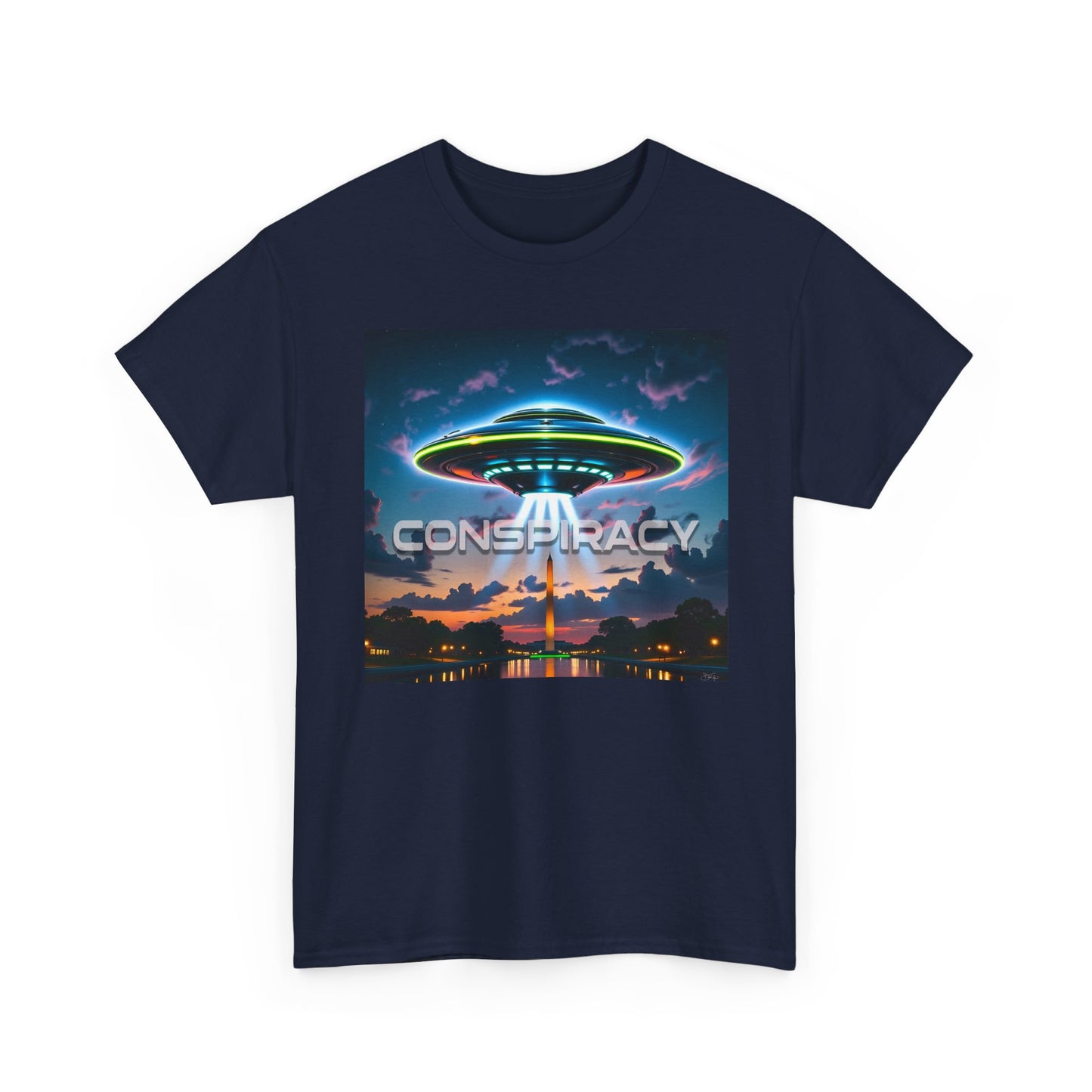 Retro Neon Alien UFO T-Shirt — "Conspiracy at DC" Graphic Tee