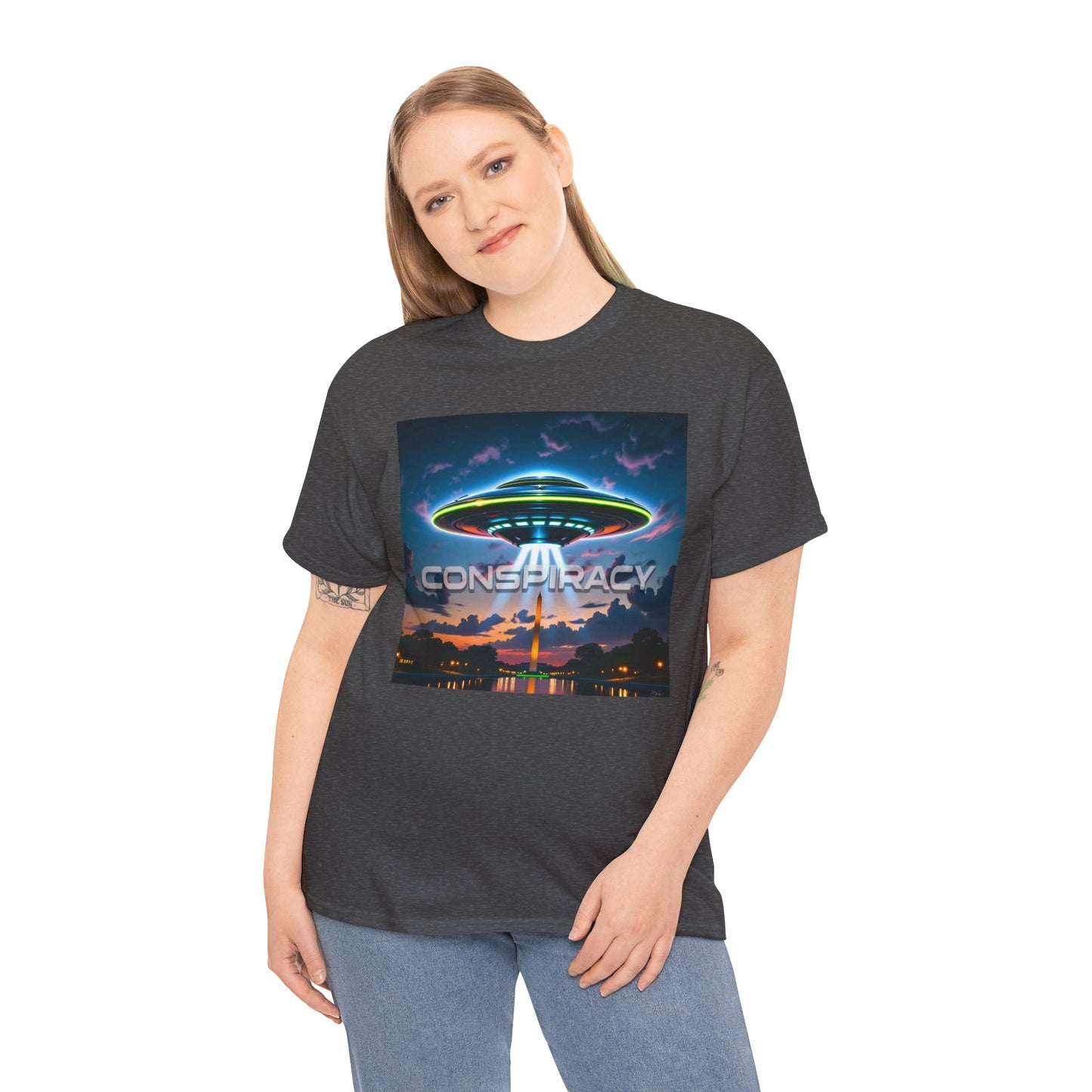 Retro Neon Alien UFO T-Shirt — "Conspiracy at DC" Graphic Tee
