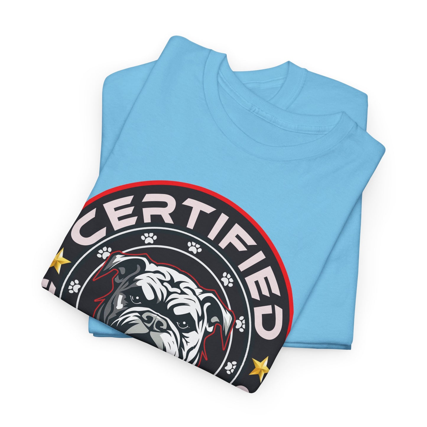 Certified Dog Lover Unisex Tee - Bulldog Print Design, GraphicTees, t-shirt, tshirt, png