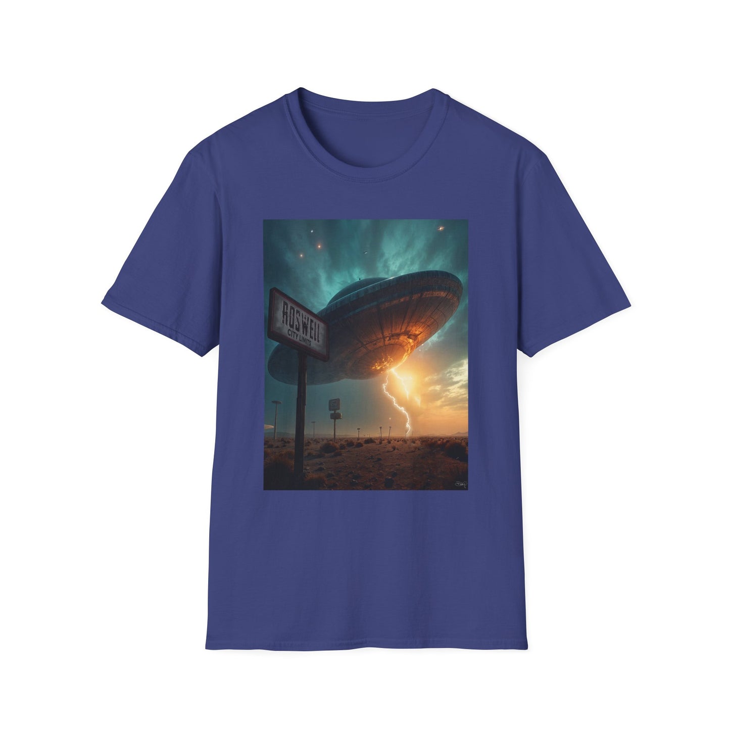 Roswell City Limits, Alien Sunset Softstyle T-Shirt | Unisex Graphic Tee, UFO Theme Shirt, Casual, Gift for Sci-Fi Lovers, Summer Fashion