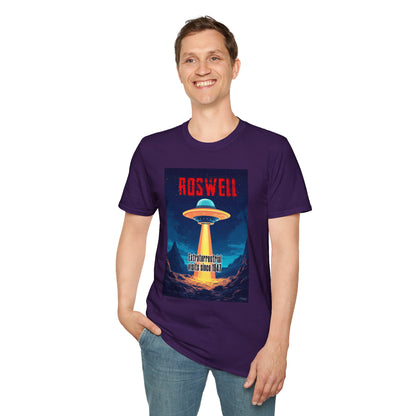 Roswell Alien Encounter Unisex T-Shirt, Retro Space UFO Tee, Sci-Fi Lovers Gift, Convention Wear, Extraterrestrial Tee, graphic design, png