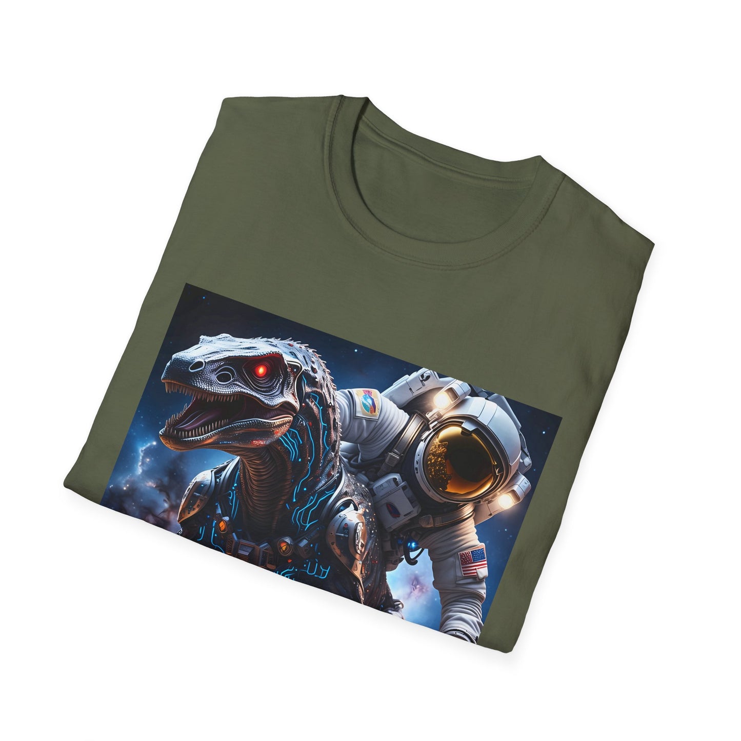 Space Dinosaur Unisex Softstyle T-Shirt, Fun Gift for Kids, Science Fiction Tee, Unique Graphic Shirt, Cool Outfit for Parties, t-shirt, tshirt, png