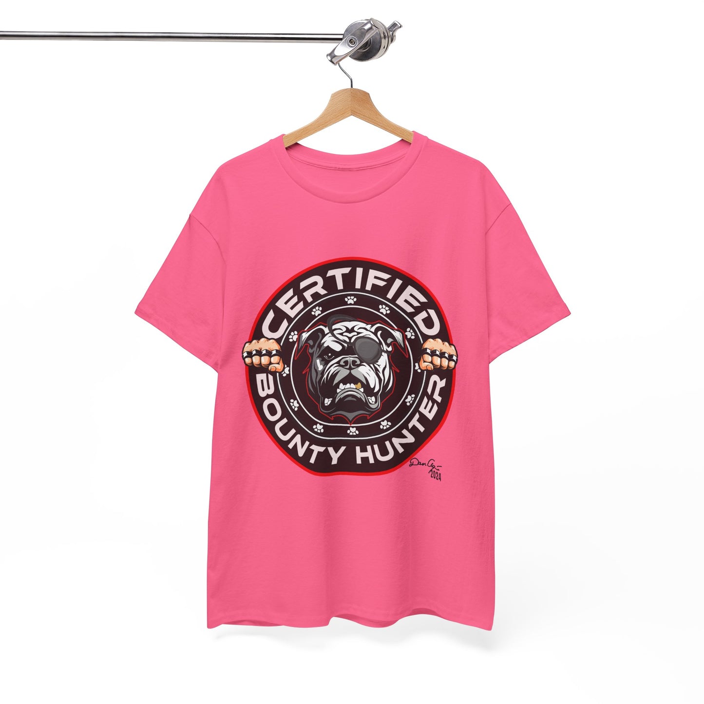 Certified Bounty Hunter, Unisex Heavy Cotton Tee, comedy, bulldog, print design, png, GraphicTees
