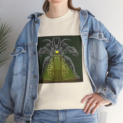 Alien Biker Neon Sci‑Fi Motorcycle T-Shirt