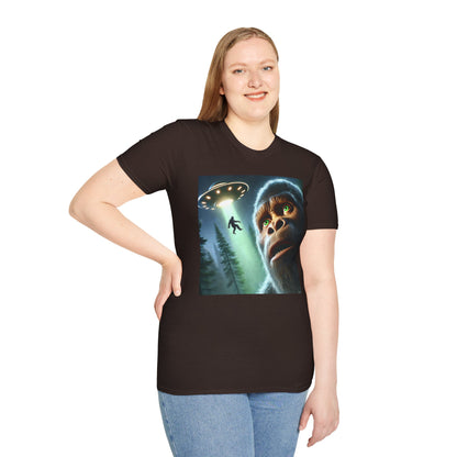 Bigfoot UFO Unisex T-Shirt, Funny Graphic Tee, Gift for Alien Lovers, Unique Summer Shirt, Casual Everyday Wear, t-shirt, tshirts, party