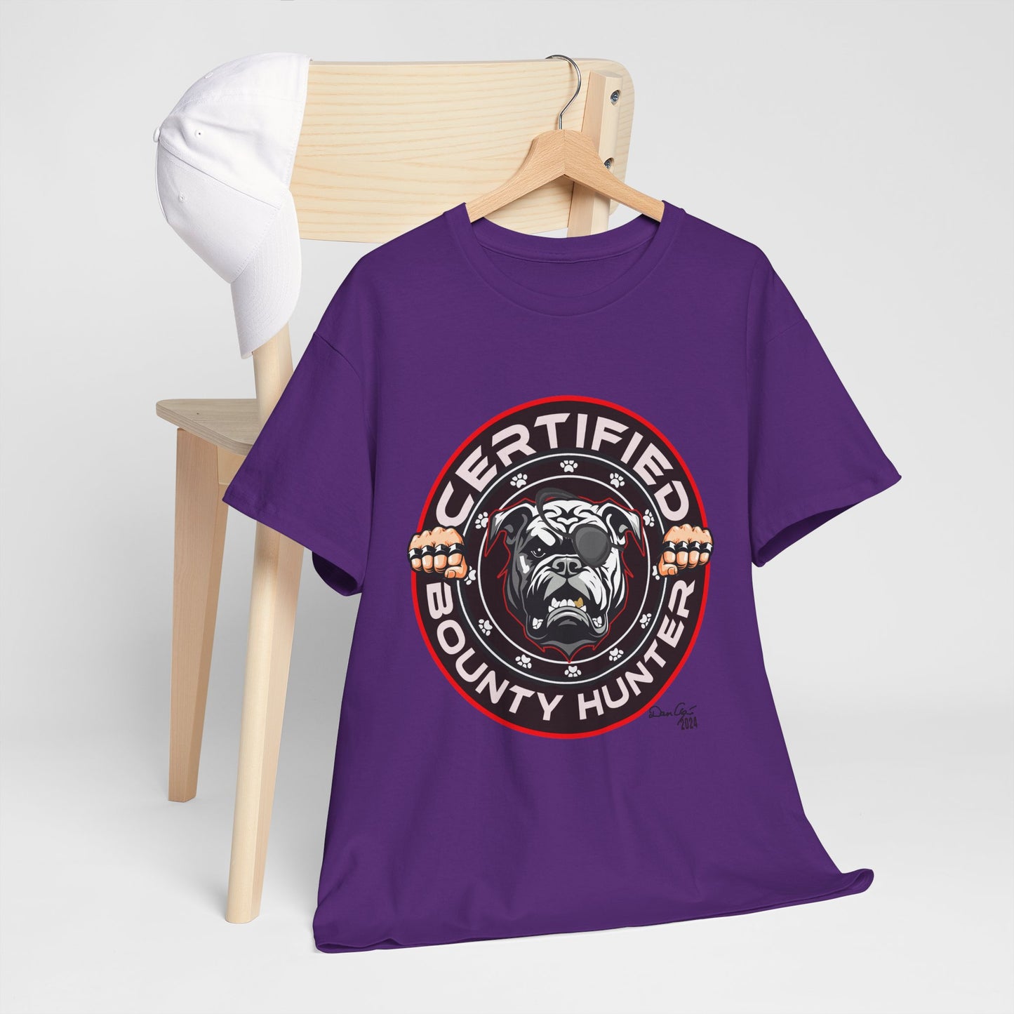 Certified Bounty Hunter, Unisex Heavy Cotton Tee, comedy, bulldog, print design, png, GraphicTees