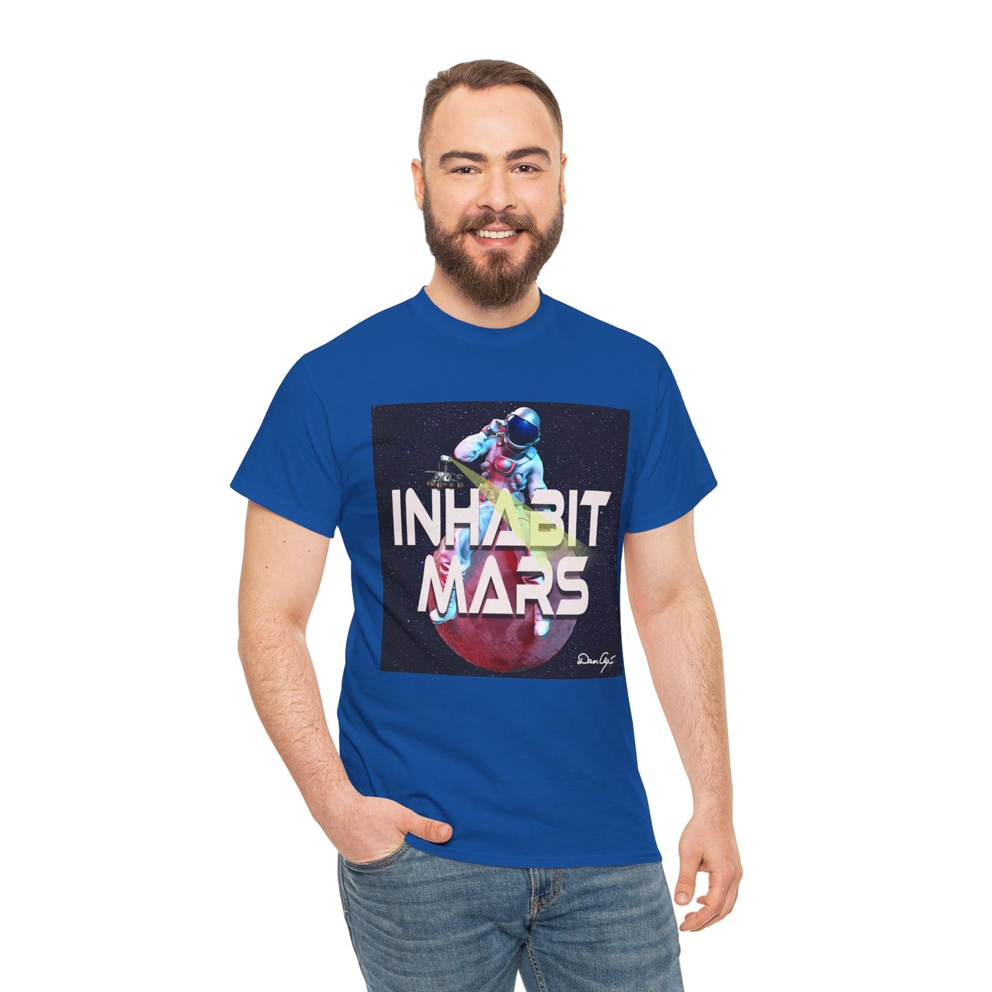 Inhabit Mars, Unisex Heavy Cotton Tee, Space, SpaceX, Universe, UFO, multiverse, graphic design, png, graphic design, t-shirts, tee