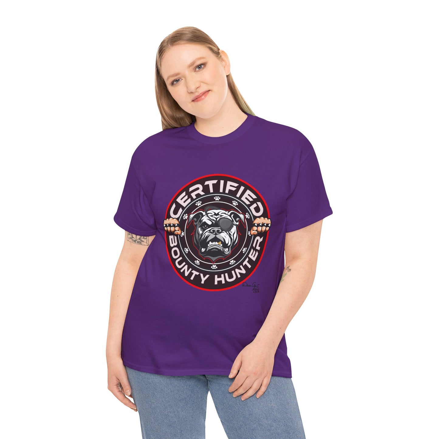 Certified Bounty Hunter, Unisex Heavy Cotton Tee, comedy, bulldog, print design, png, GraphicTees