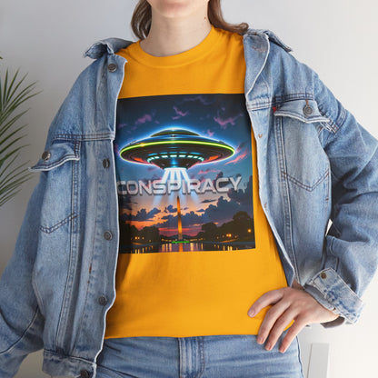 Retro Neon Alien UFO T-Shirt — "Conspiracy at DC" Graphic Tee