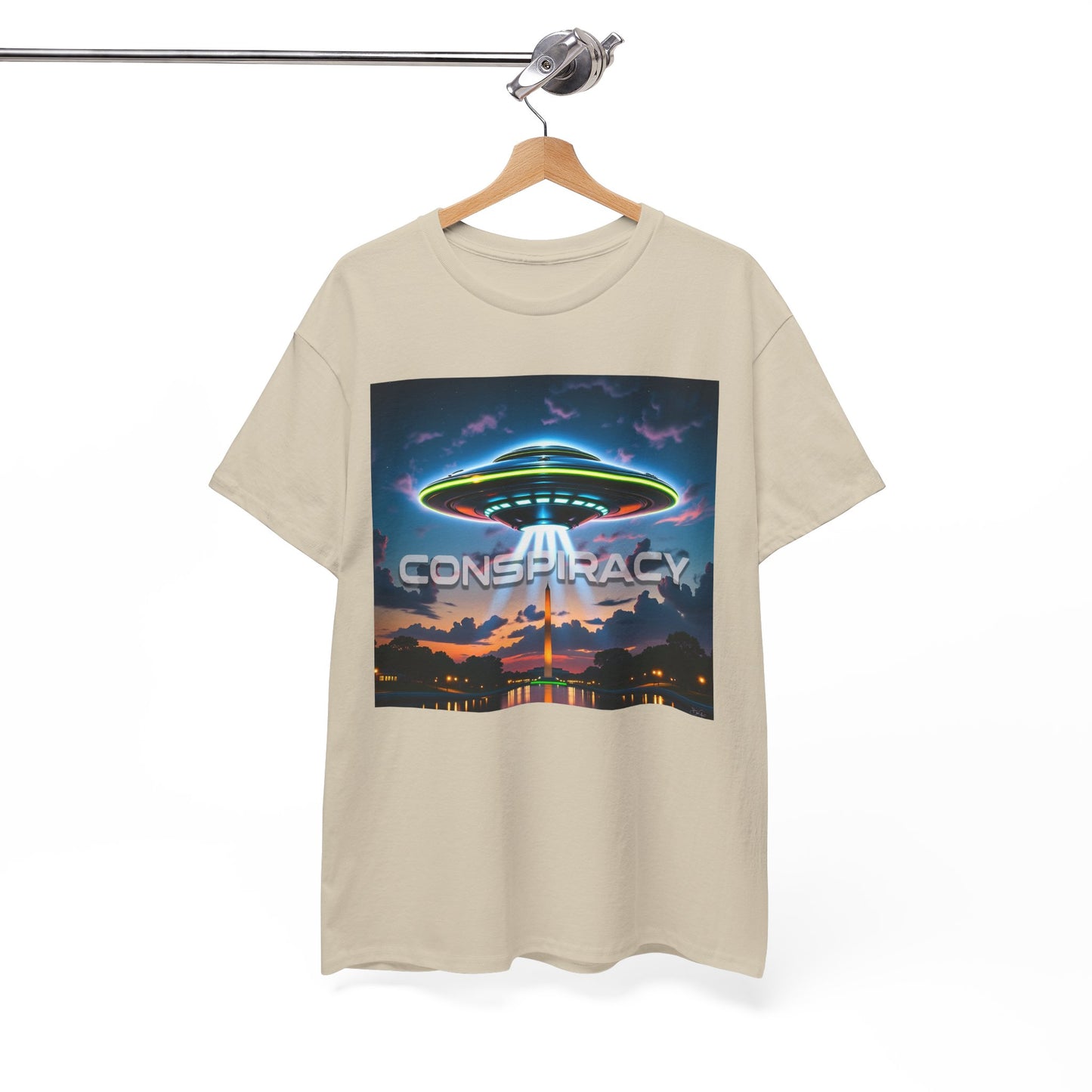 Retro Neon Alien UFO T-Shirt — "Conspiracy at DC" Graphic Tee