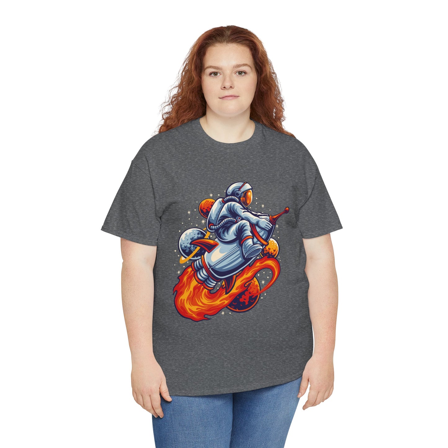 Retro Space Explorer Unisex Heavy Cotton Tee, graphic designed, tees, t-shirt, t-shirts, png