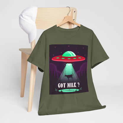 Got Milk? Unisex Heavy Cotton Tee, UFO abduction, comedy, funny, t-shirt, t-shirt, graphic design, tee, png