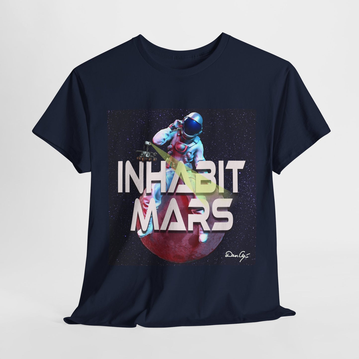 Inhabit Mars, Unisex Heavy Cotton Tee, Space, SpaceX, Universe, UFO, multiverse, graphic design, png, graphic design, t-shirts, tee