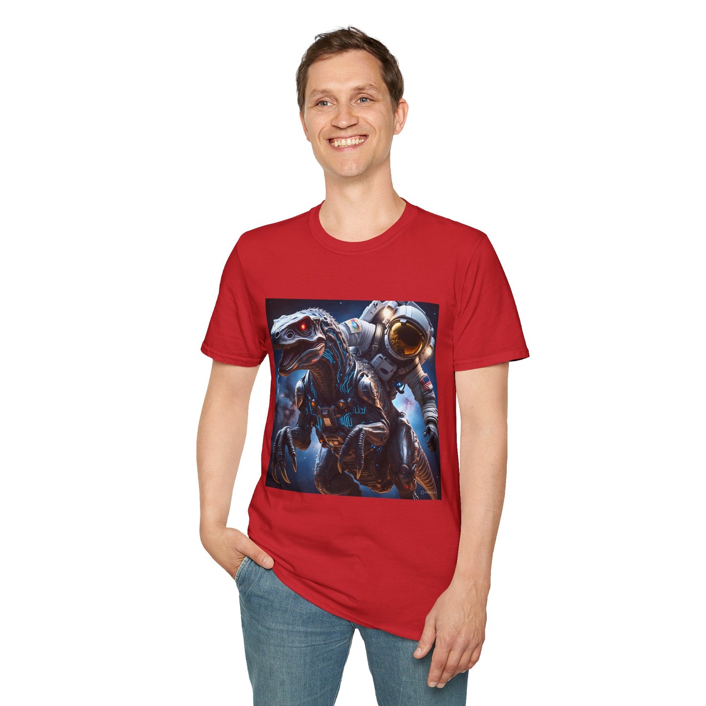 Space Dinosaur Unisex Softstyle T-Shirt, Fun Gift for Kids, Science Fiction Tee, Unique Graphic Shirt, Cool Outfit for Parties, t-shirt, tshirt, png