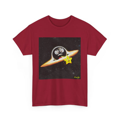BlackHole Chasing Star, Space-Themed Unisex Heavy Cotton Tee with Cartoon Penguin Design, graphic design, png