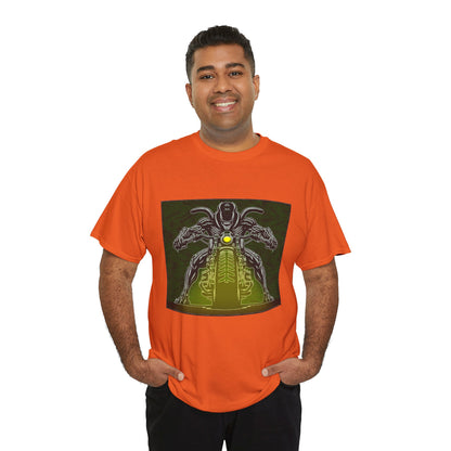 Alien Biker Neon Sci‑Fi Motorcycle T-Shirt