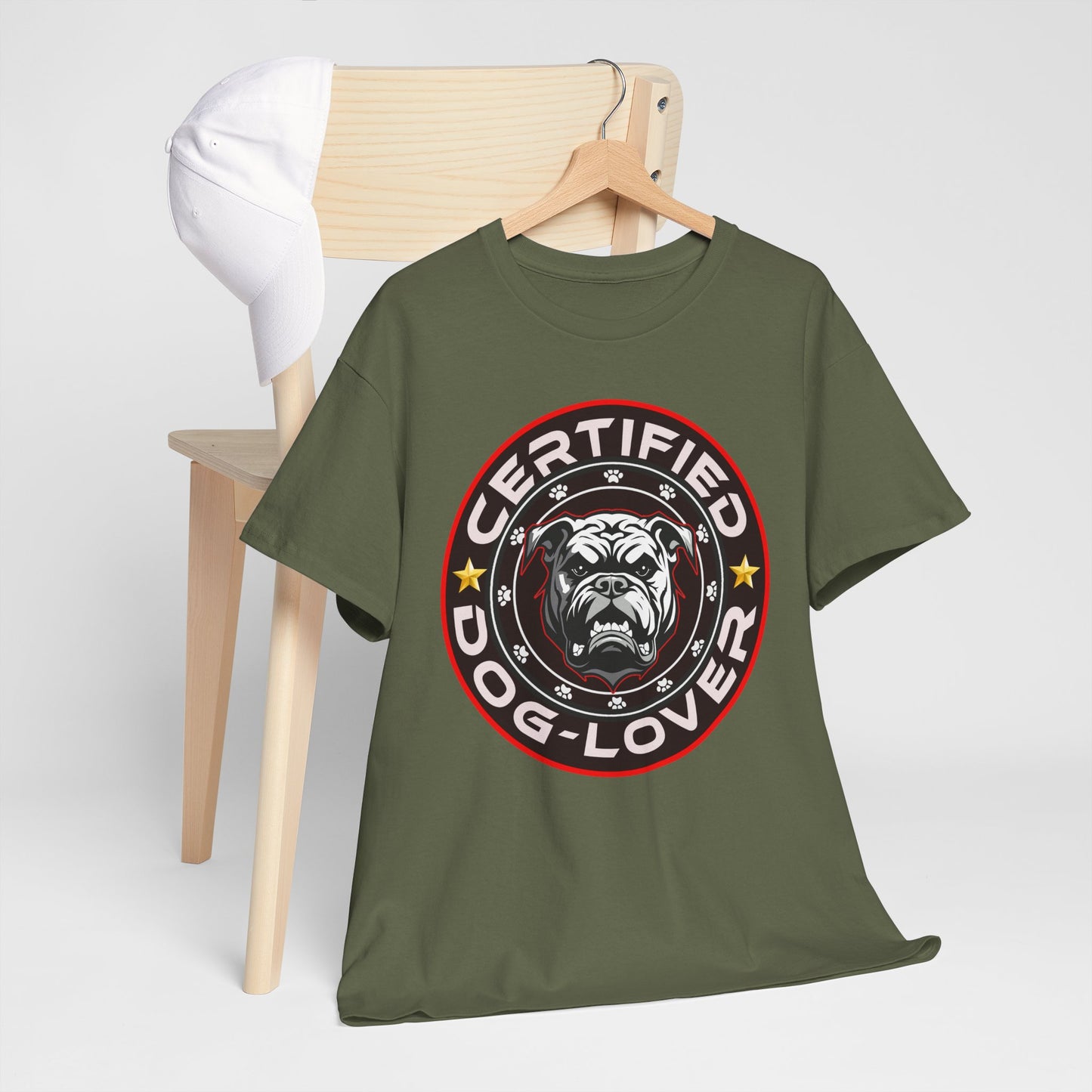 Certified Dog Lover Unisex Tee - Bulldog Print Design, GraphicTees, t-shirt, tshirt, png