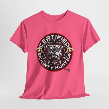 Certified Bounty Hunter, Unisex Heavy Cotton Tee, comedy, bulldog, print design, png, GraphicTees