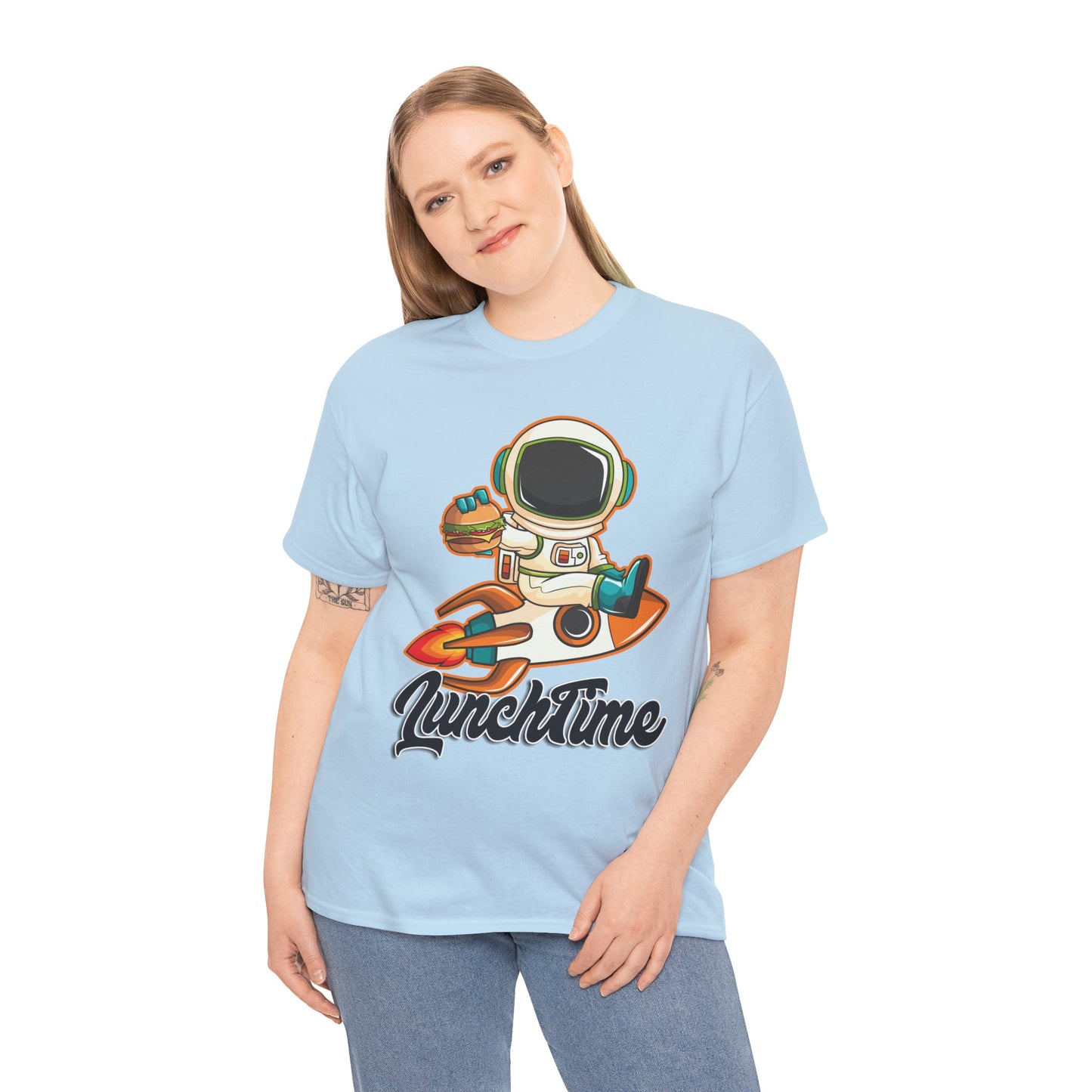 Astronaut Lunchtime Unisex Heavy Cotton Tee - Fun Graphic T-Shirt for Space Lovers, GraphicTees, png, t-shirts, tshirts