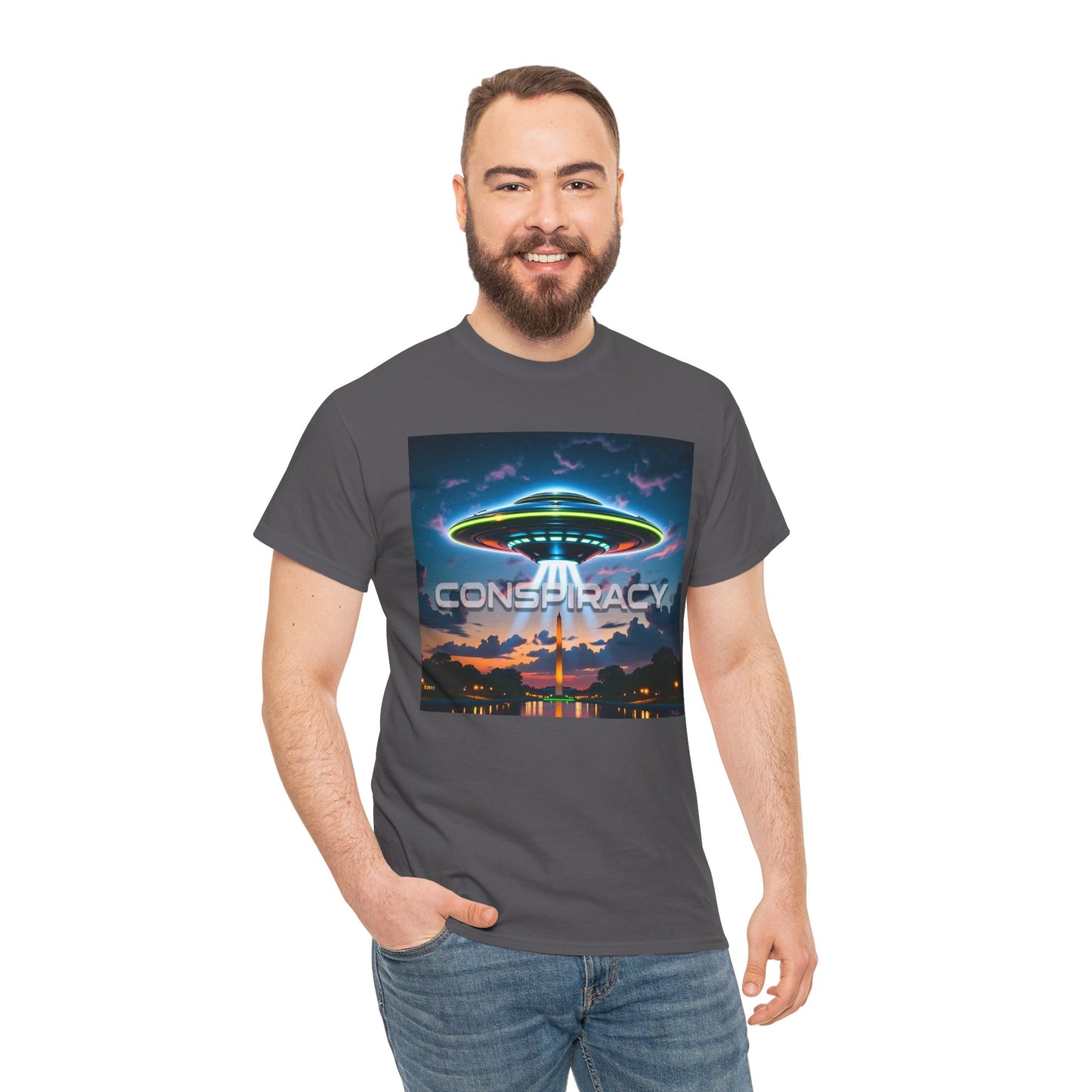 Retro Neon Alien UFO T-Shirt — "Conspiracy at DC" Graphic Tee