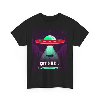 Got Milk? Unisex Heavy Cotton Tee, UFO abduction, comedy, funny, t-shirt, t-shirt, graphic design, tee, png