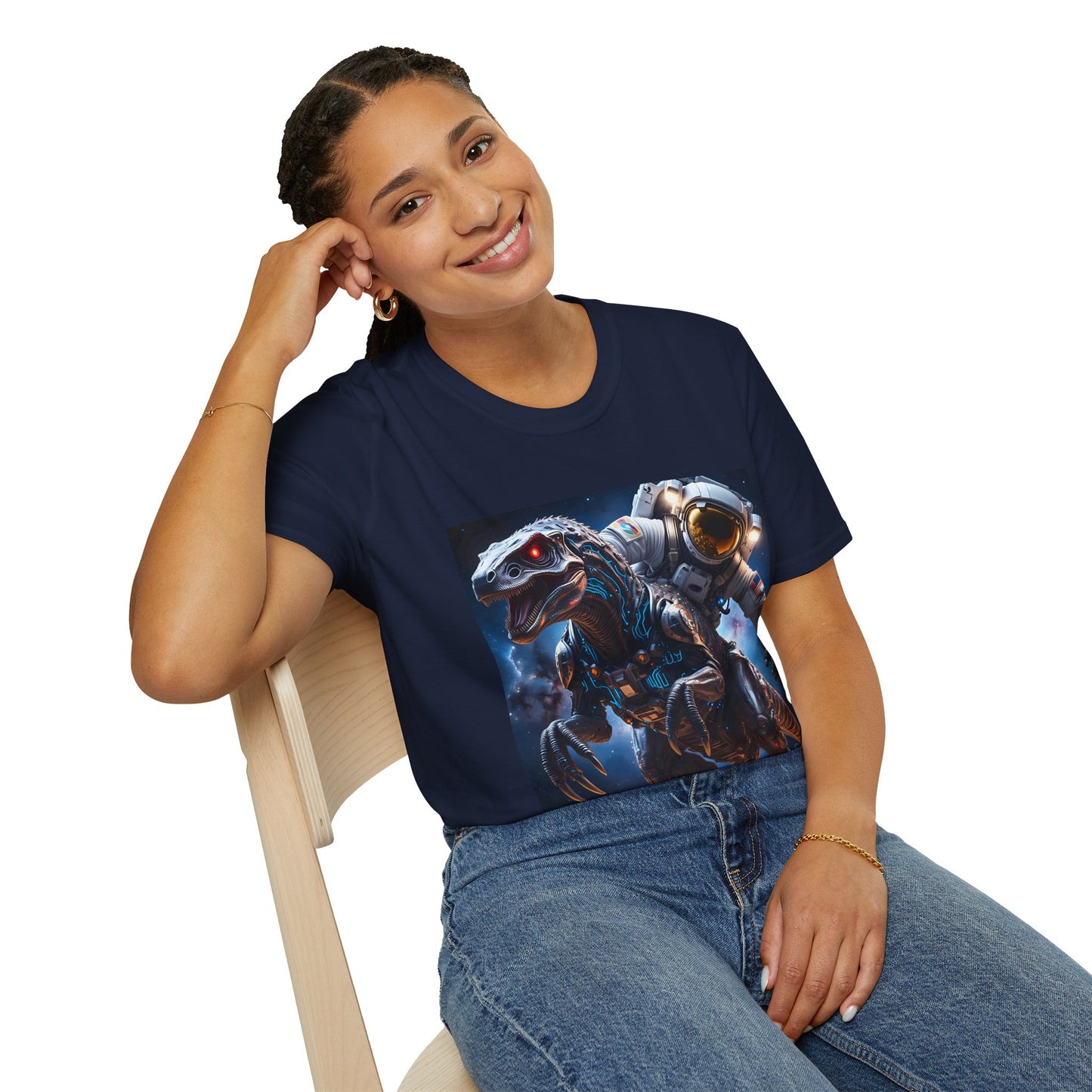 Space Dinosaur Unisex Softstyle T-Shirt, Fun Gift for Kids, Science Fiction Tee, Unique Graphic Shirt, Cool Outfit for Parties, t-shirt, tshirt, png