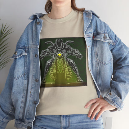 Alien Biker Neon Sci‑Fi Motorcycle T-Shirt