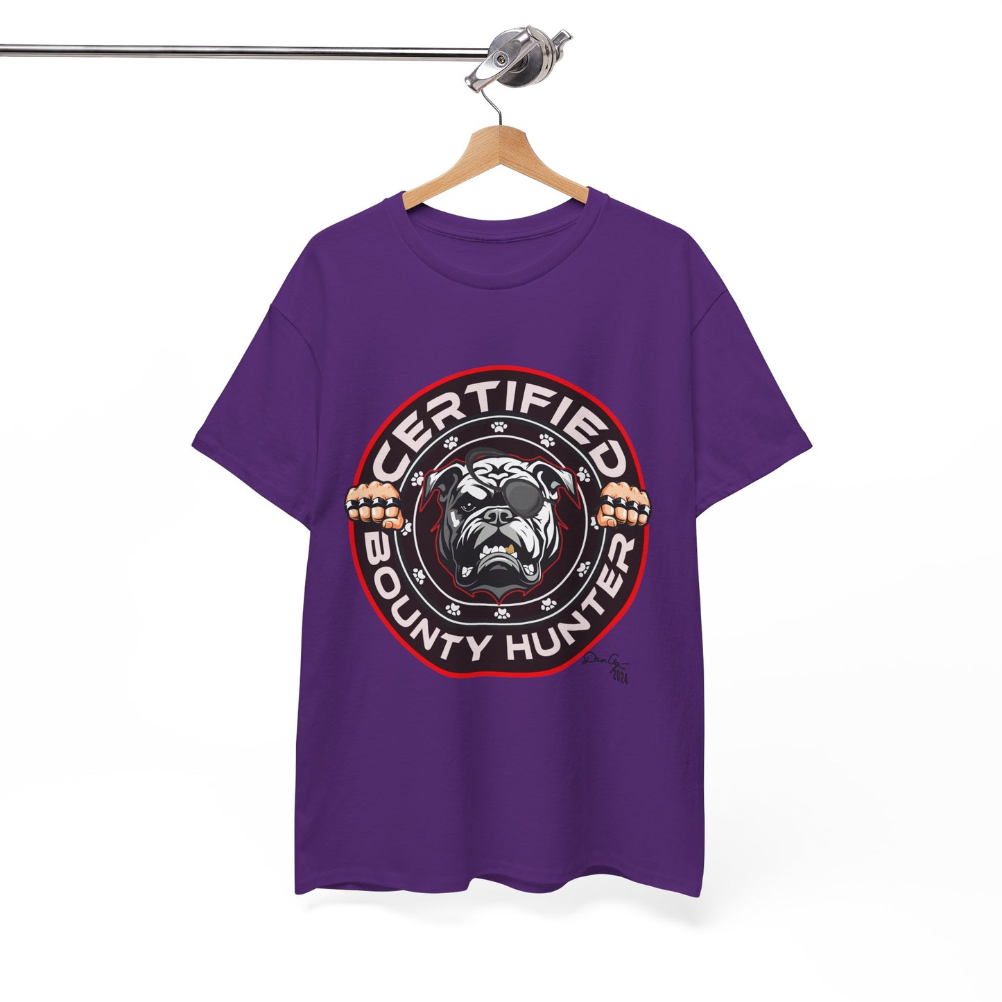 Certified Bounty Hunter, Unisex Heavy Cotton Tee, comedy, bulldog, print design, png, GraphicTees