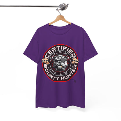 Certified Bounty Hunter, Unisex Heavy Cotton Tee, comedy, bulldog, print design, png, GraphicTees