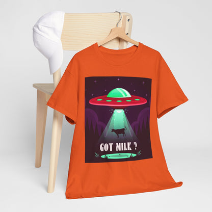 Got Milk? Unisex Heavy Cotton Tee, UFO abduction, comedy, funny, t-shirt, t-shirt, graphic design, tee, png