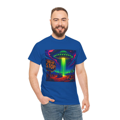 Area 51 Stop UFO Abduction T-Shirt — Neon Alien Invasion Tee