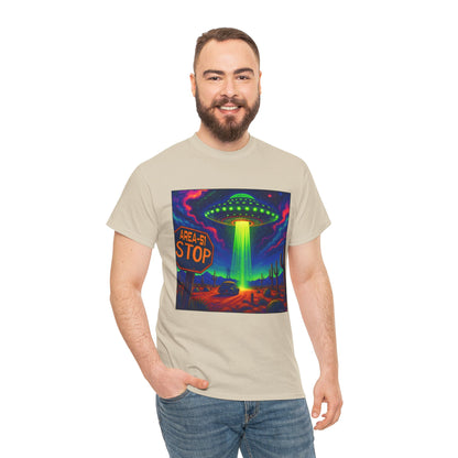 Area 51 Stop UFO Abduction T-Shirt — Neon Alien Invasion Tee