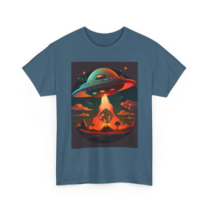 UFO, Bigfoot, Unisex Heavy Cotton Tee, graphic design, t-shirt, t-shirts, tshirts, png