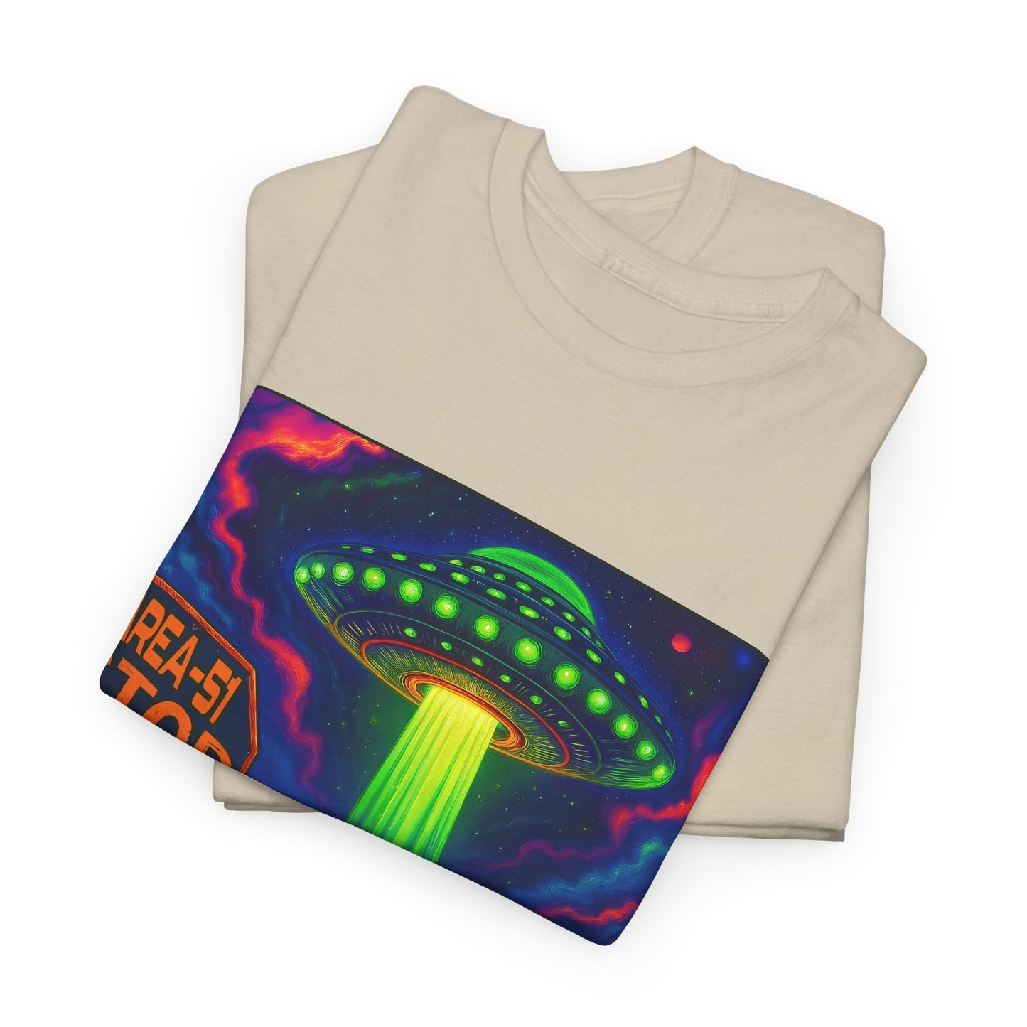 Area 51 Stop UFO Abduction T-Shirt — Neon Alien Invasion Tee