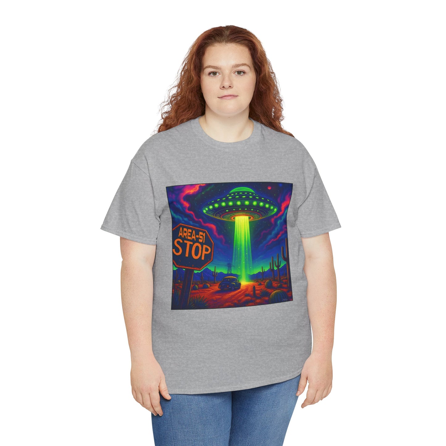 Area 51 Stop UFO Abduction T-Shirt — Neon Alien Invasion Tee