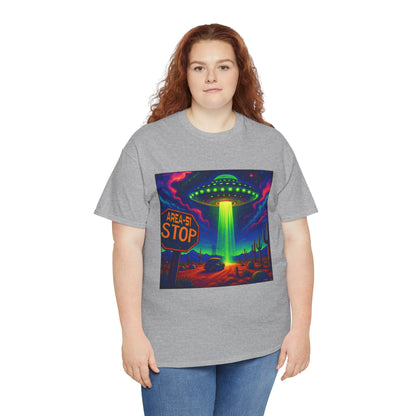 Area 51 Stop UFO Abduction T-Shirt — Neon Alien Invasion Tee