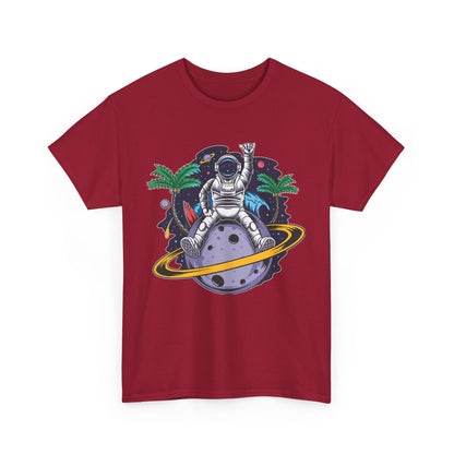 Cosmic Adventure, Unisex Heavy Cotton Tee - Astronaut & Planet Design, graphic design, png, art
