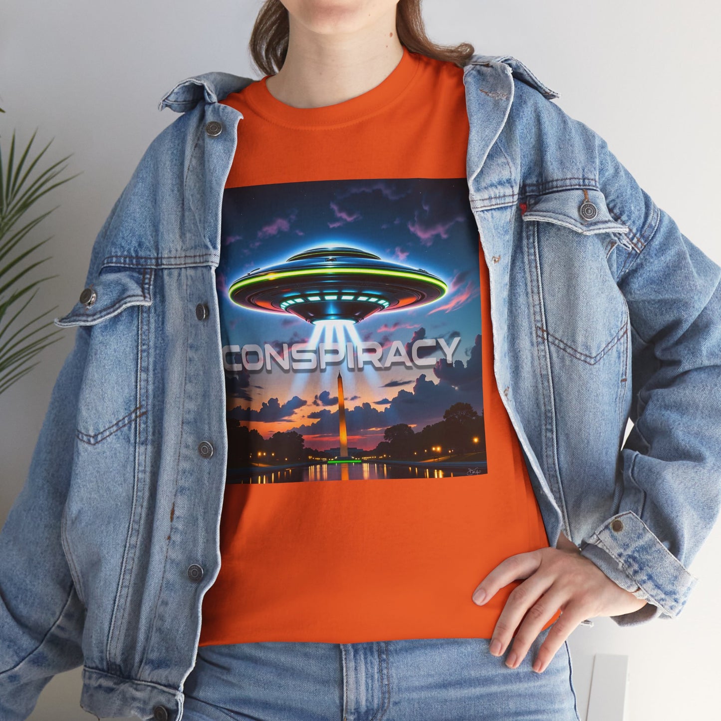 Retro Neon Alien UFO T-Shirt — "Conspiracy at DC" Graphic Tee