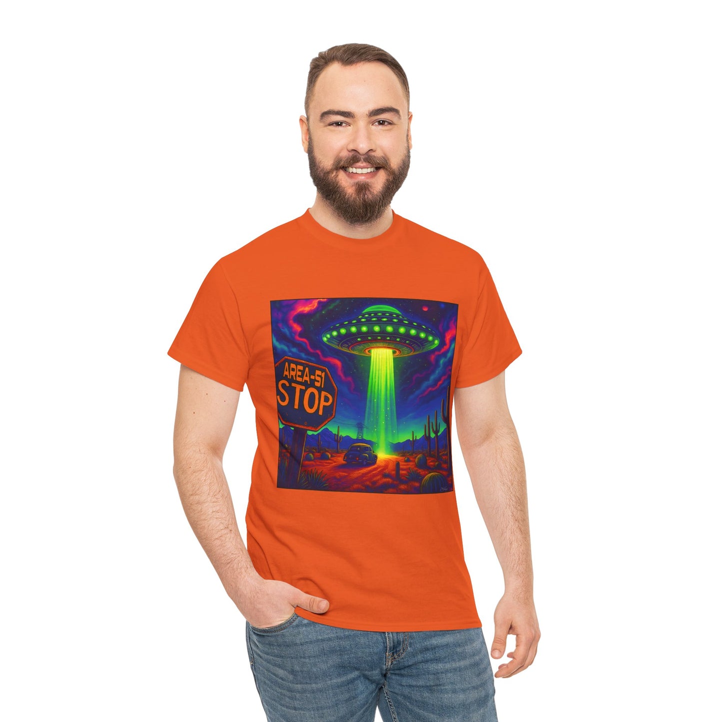 Area 51 Stop UFO Abduction T-Shirt — Neon Alien Invasion Tee
