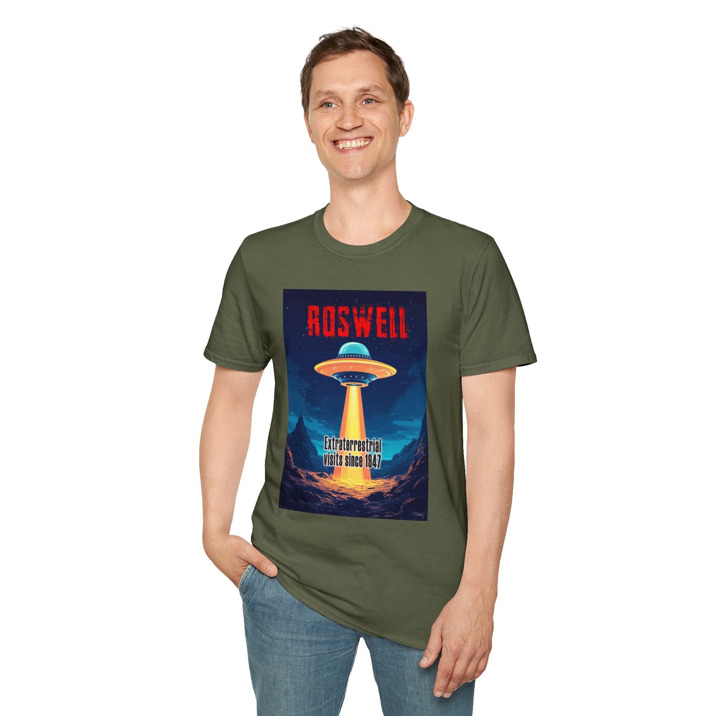 Roswell Alien Encounter Unisex T-Shirt, Retro Space UFO Tee, Sci-Fi Lovers Gift, Convention Wear, Extraterrestrial Tee, graphic design, png